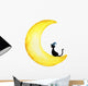 Sleepy Black Cat Moon Wall Decal