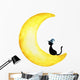 Sleepy Black Cat Moon Wall Decal