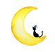 Sleepy Black Cat Moon Wall Decal