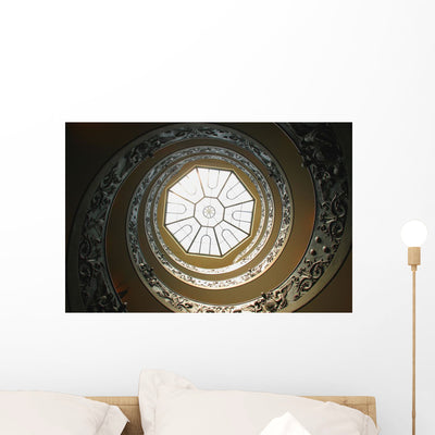 Winding Staircase Vatican Museums Wall Mural shown on a wall