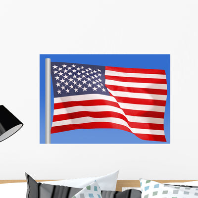 American Flag Wall Mural shown on a wall