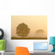 Silhouette Tree Misty Field Wall Decal Design 2