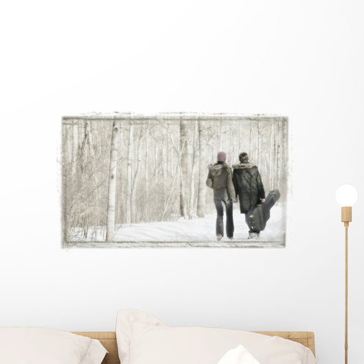 Couple Walk With Guitar Wall Mural