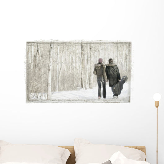 Couple Walk With Guitar Wall Mural