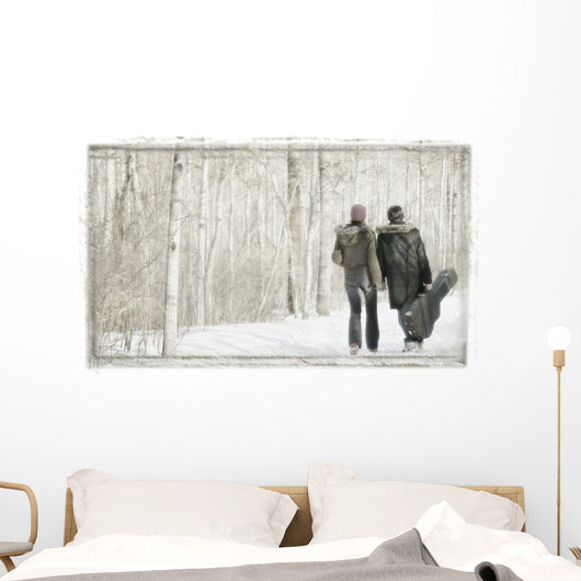 Couple Walk With Guitar Wall Mural