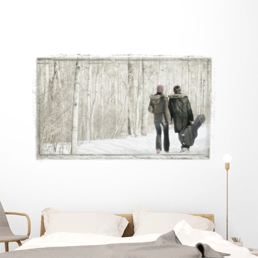 Couple Walk With Guitar Wall Mural
