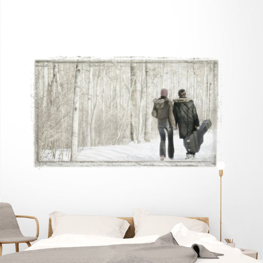 Couple Walk With Guitar Wall Mural