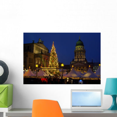 Berlin Christmas Market Gendarmenmarkt Wall Mural shown on a wall
