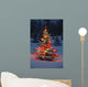 Christmas Tree With Lights Outdoors In The Forest Wall Mural