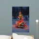 Christmas Tree With Lights Outdoors In The Forest Wall Mural