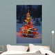 Christmas Tree With Lights Outdoors In The Forest Wall Mural