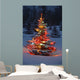 Christmas Tree With Lights Outdoors In The Forest Wall Mural