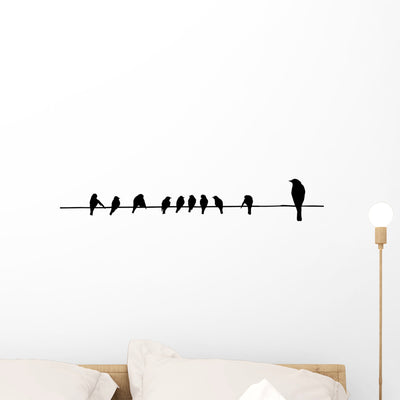 Birds Wire Wall Decal shown on a wall