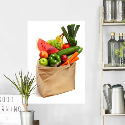Bag Full Healthy Fruits Wall Decal shown on a wall