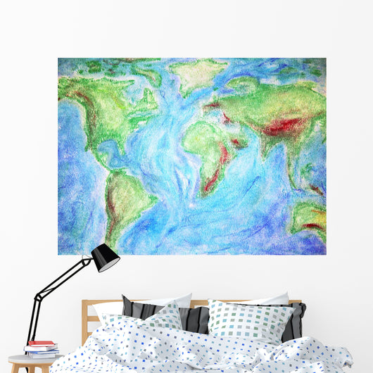 A Colorful Hand Drawn Map Wall Mural