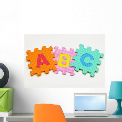 Foam Alphabet Shapes Wall Mural shown on a wall