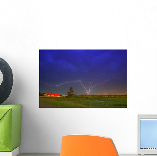 Lightning In Sky, Saskatchewan, Canada Wall Mural