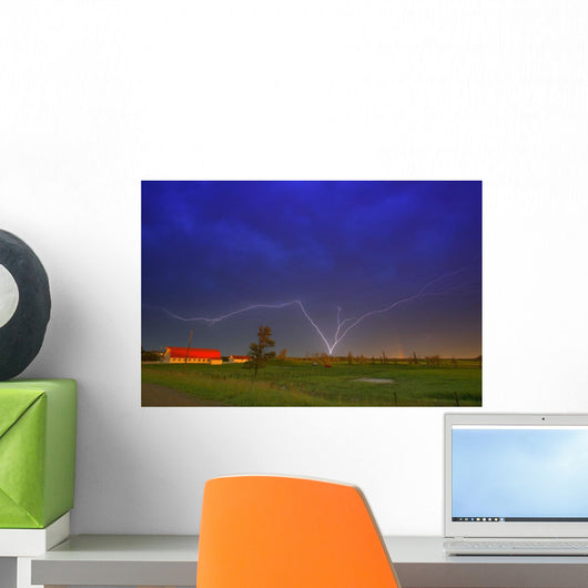 Lightning In Sky, Saskatchewan, Canada Wall Mural