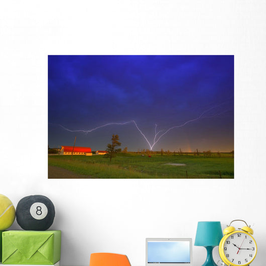 Lightning In Sky, Saskatchewan, Canada Wall Mural