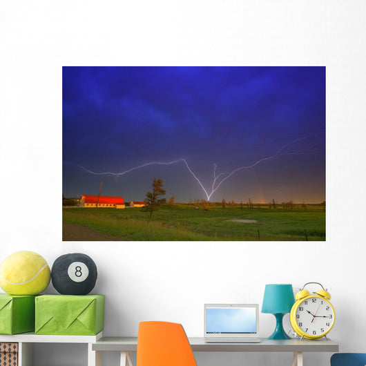 Lightning In Sky, Saskatchewan, Canada Wall Mural