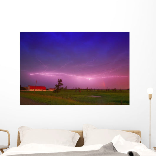 Lightning In Sky, Saskatchewan, Canada Wall Mural