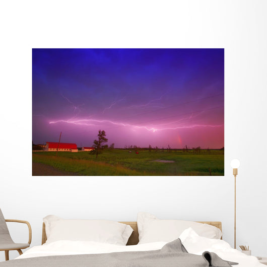 Lightning In Sky, Saskatchewan, Canada Wall Mural