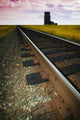 Train Track With Grain Elevator Wall Mural