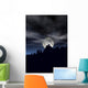 Wolf howling in moonlight silhoutte Wall Mural