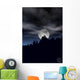 Wolf howling in moonlight silhoutte Wall Mural