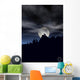 Wolf howling in moonlight silhoutte Wall Mural