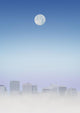 Moon Over Buildings Wall Mural