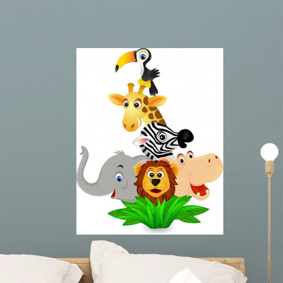 Safari Cartoon Wall Mural shown on a wall