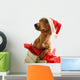 Dachshund Wearing A Santa Hat Wall Decal