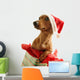 Dachshund Wearing A Santa Hat Wall Decal