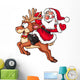 Weihnachtsmann Reitet Auf Rentier Wall Decal