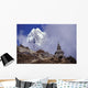 Snow Covered Peak With Cultural Monument In Forefront Wall Mural