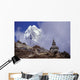 Snow Covered Peak With Cultural Monument In Forefront Wall Mural