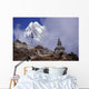 Snow Covered Peak With Cultural Monument In Forefront Wall Mural
