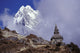 Snow Covered Peak With Cultural Monument In Forefront Wall Mural
