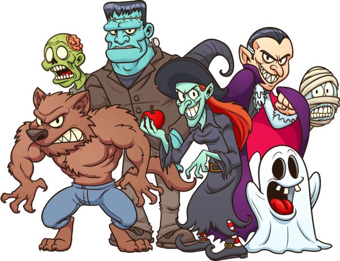 vintage halloween monsters Classic Halloween Monsters Wall Decal