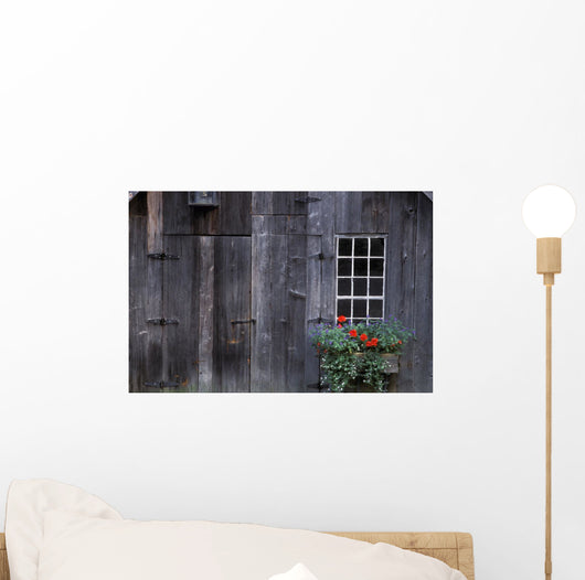 Wooden Building And Window Box Wall Mural