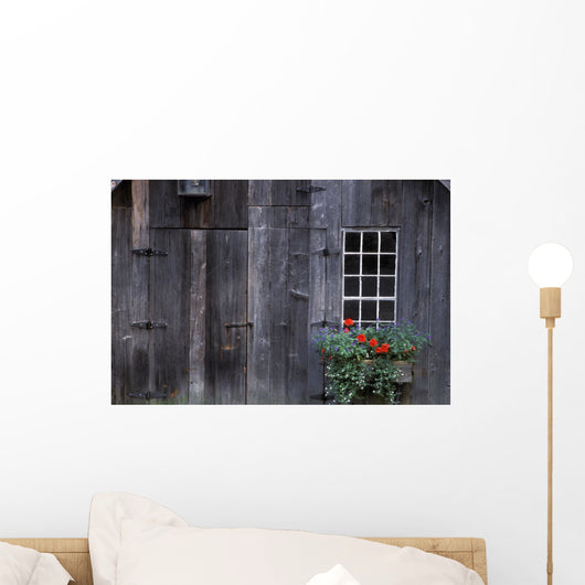 Wooden Building And Window Box Wall Mural