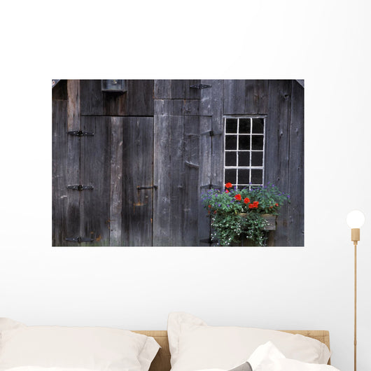 Wooden Building And Window Box Wall Mural