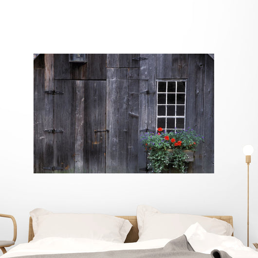 Wooden Building And Window Box Wall Mural