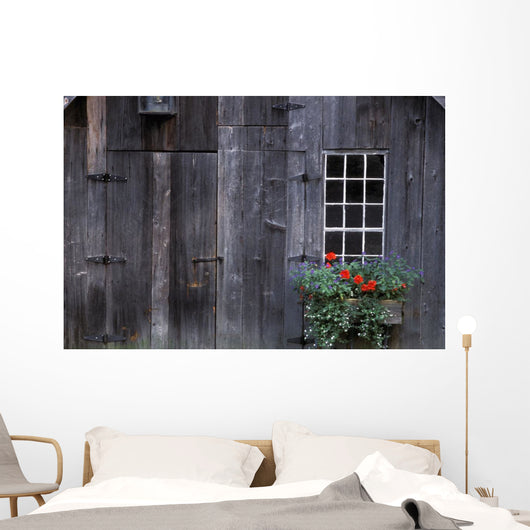 Wooden Building And Window Box Wall Mural