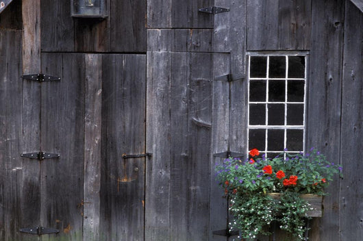 Wooden Building And Window Box Wall Mural