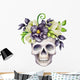 Black Magnolia Skull Flowers Wall Decal