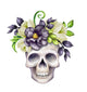Black Magnolia Skull Flowers Wall Decal
