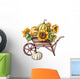 Watercolor Pumpkins Wheelbarrow Sunflowers Wall Decal