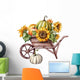 Watercolor Pumpkins Wheelbarrow Sunflowers Wall Decal